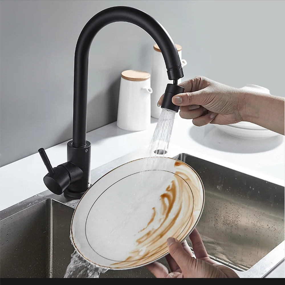 New Washbasin Faucet Nozzle 2 Modes Adjustable Rotary Splashback Faucet Aerator Black Kitchen Sink Pressurized Faucet Aerator