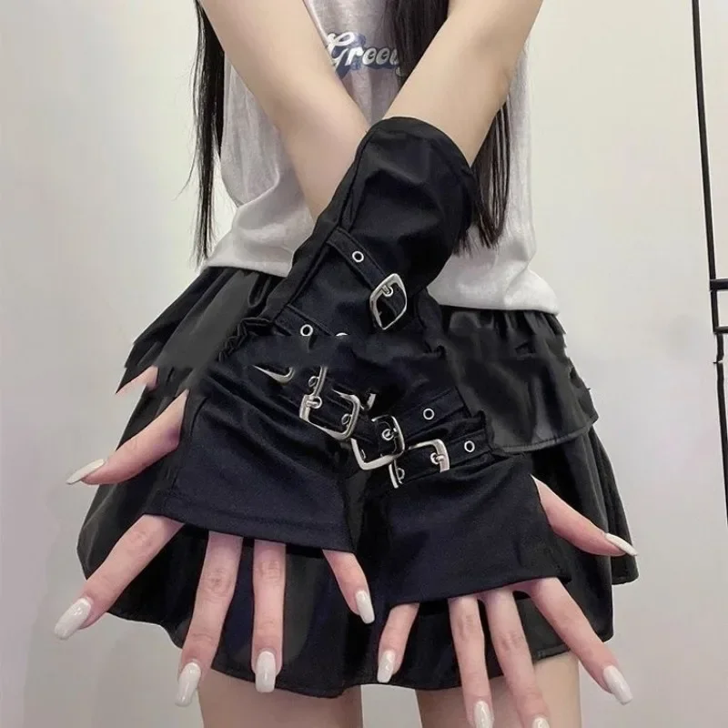 Y2K Personalisierte Schnalle Punk Stil Damen Fingerlose Handschuhe Luo Hip Hop Stil Bühnenaufführung Street Dance Ärmel – Detail 1