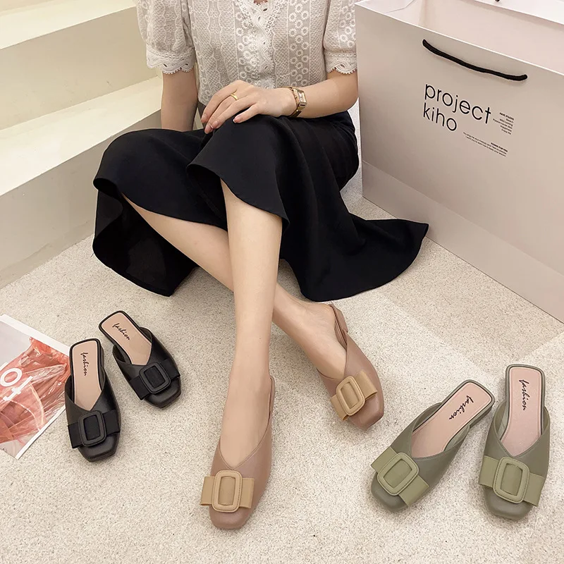 Women's Half Slippers New Summer Fashion Sandals and Slippers Small Fragrance Muller Shoes Trendy Shoes Zapatos Para Mujer