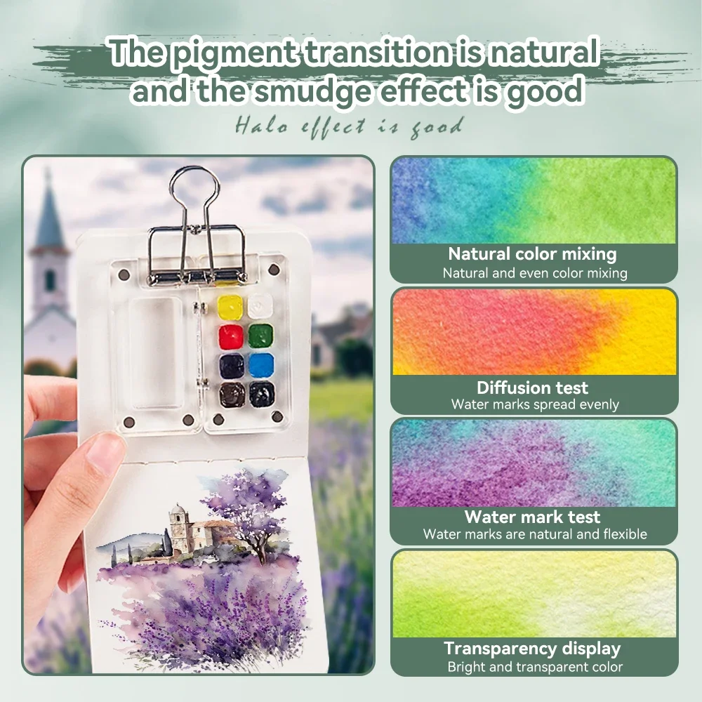 8Grids Portable Travel Watercolor Set Mini Acrylic Empty Color Mixing Box Watercolor Palette Paint Box For Art Painting Supplies
