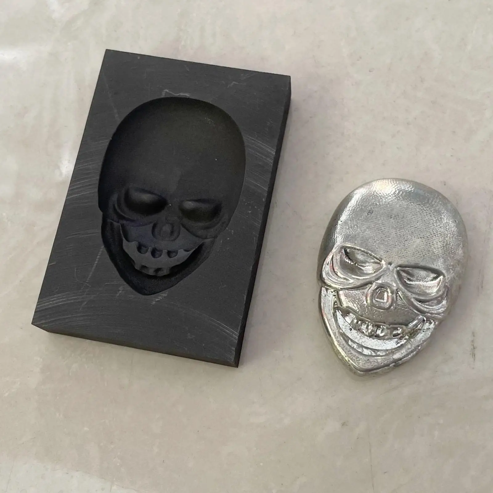 Skull 3D Graphite Ingot Mold for Precious Metal Casting Gold Silver Copper Melting Large 