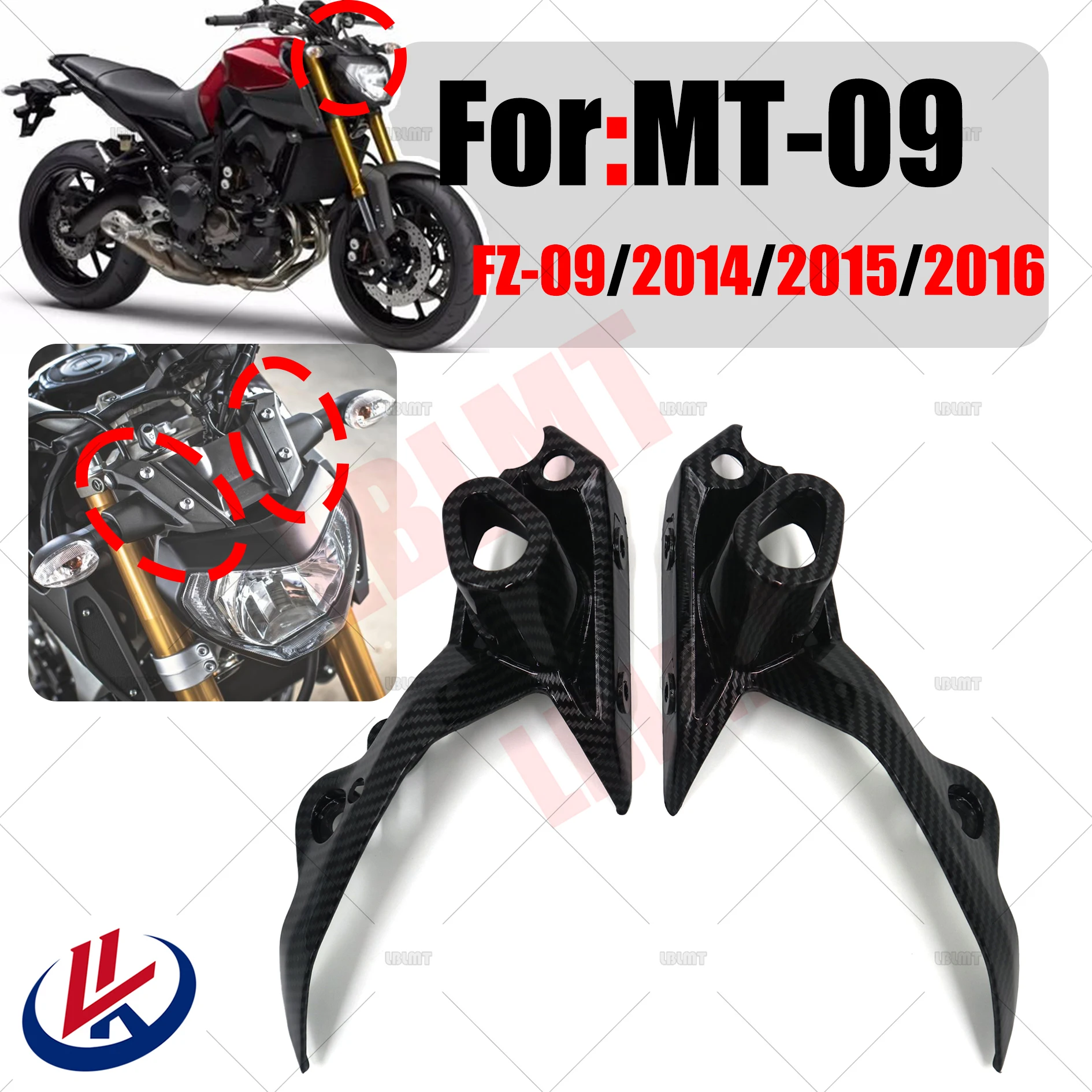 Carenado de fibra de carbono para faro delantero, soporte de señal de dirección para YAMAHA MT09, FZ09, FZ 09, MT-09, 2014, 2015, 2016