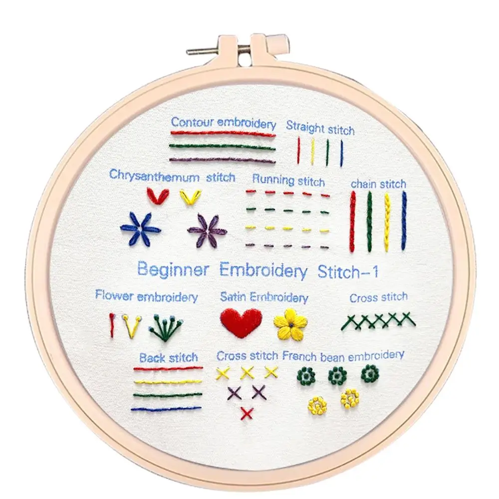 Beginner Embroidery Stitch Practice Kit Cross Stitch for Beginners Flowers Needle Crafts Embroidery Hoop Handwork Needlework