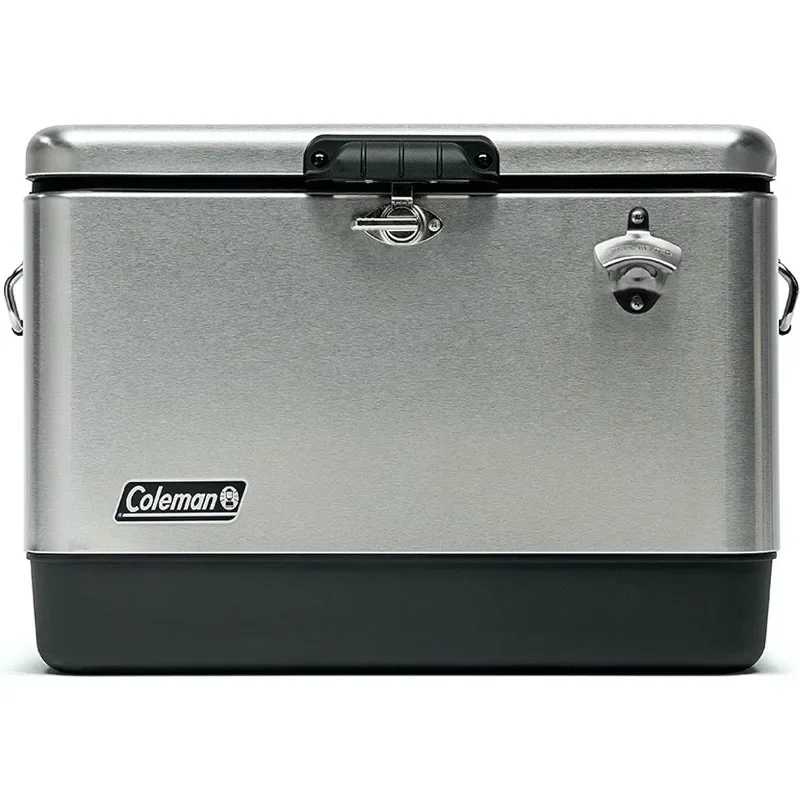 

Coleman Reunion Insulated Portable Ice Chest, 54qt Steel Belted Leak Resistant Cooler with Heavy Duty Latch, Handles and Drain