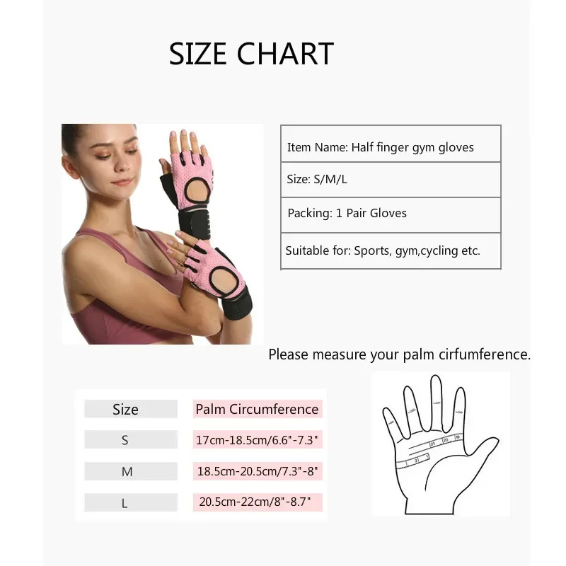 Gym Sports Gloves Half Finger Weight Lifting Gloves with Wrist Support Belt Men Women Workout Exercise Fitness Training Glove 6