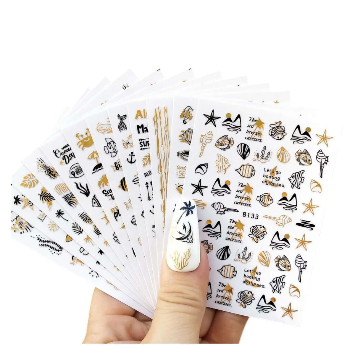 

Ocean Style Series DIY Designer Nail Stickers Girls Salon Professional Nail Art Supplies Manicure Decoracion Sticker For Nails