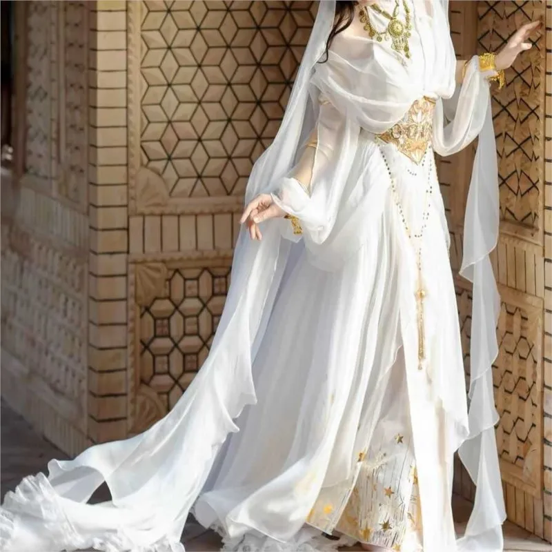 Exotic Western Dancer White Elven Saint Girl travel shoot set - AliExpress  200000532