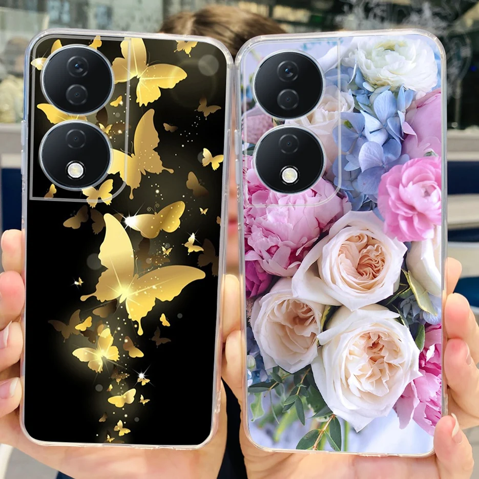 Cute Cat & Butterfly Painted Soft Silicone Phone Case -