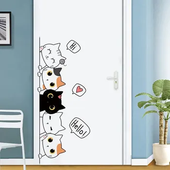 Cute Kitten Door Sticker Decor 1