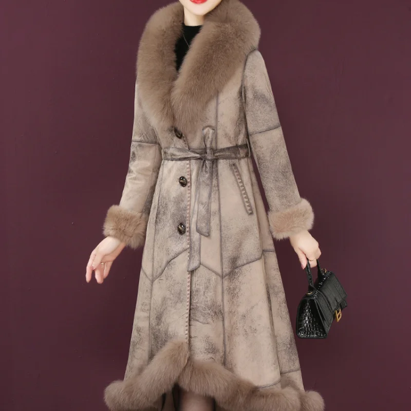 

Rabbit Coat Real Fur Fur In One Coats Fashion Korean Fur Coat Clothes for Women Winter Jacket Women Fox Collar Fur Coat Zm