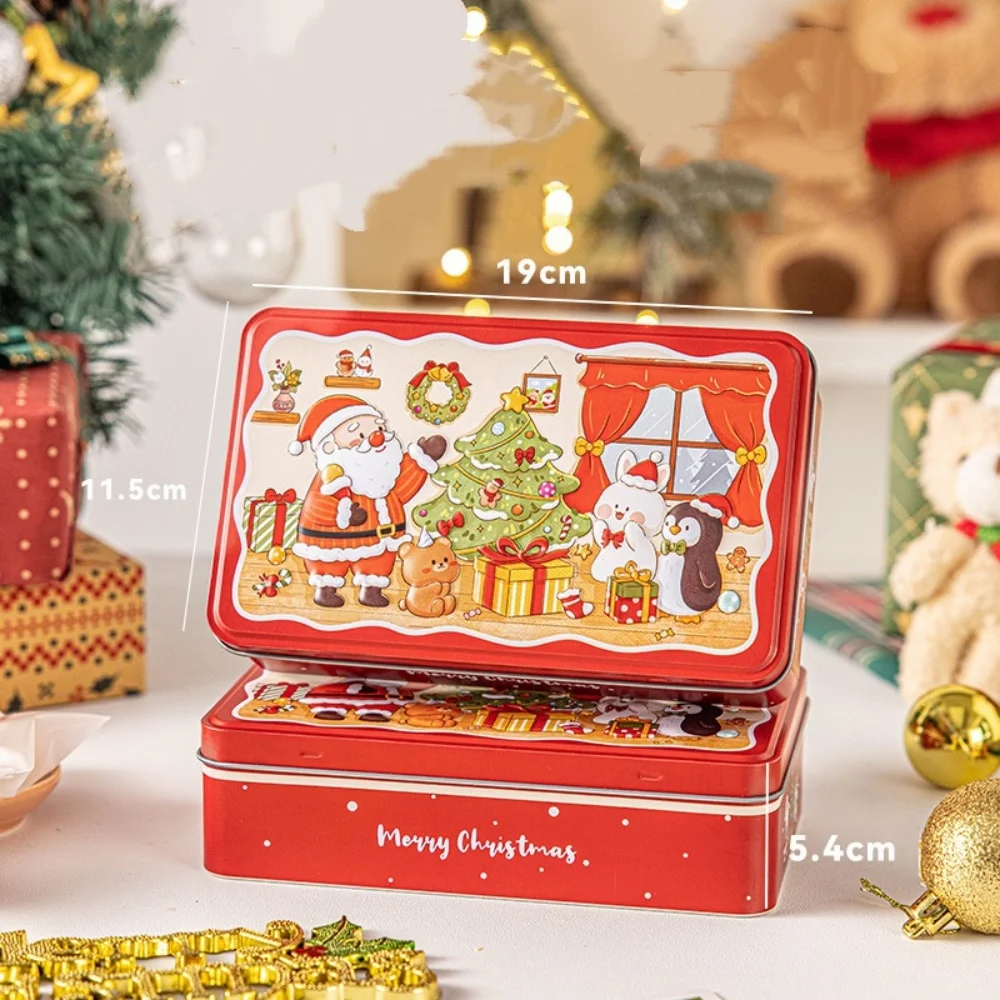 Metall Quadratische Weihnachten Süßigkeiten Box Große Weißblech Geschenk Boxen Keks Snack Lagerung Box Kinder Weihnachten Neujahr Weihnachten Party – Detail 10