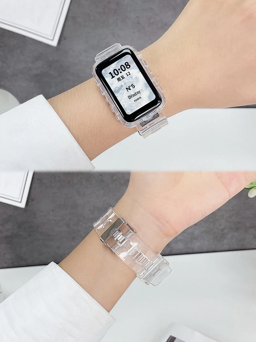 Soft Silicone Transparent TPU Sport Strap with Protective Case