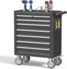 Rolling  Chest, Heavy Duty Rolling Box on Wheels, Metal Storage Cabinet with Drawer Liners, Lockable Cart wit 1
