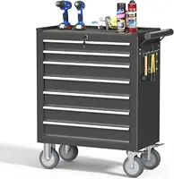 Rolling  Chest, Heavy Duty Rolling Box on Wheels, Metal Storage Cabinet with Drawer Liners, Lockable Cart wit 1