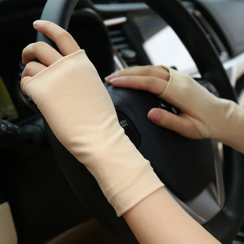 Summer cotton fingerless sunscreen gloves fingerless gloves sports gloves half finger gloves gym gloves sunscreen gloves fingerless gym gloves cotton gloves fingerless compression gloves for men and women thin cover scars tattoo sports Street dancedriving riding