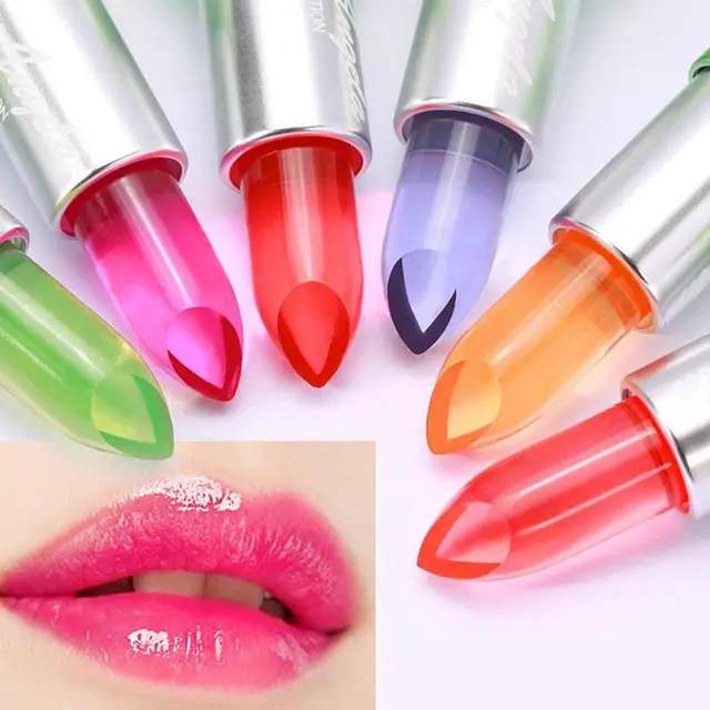 Crystal Jelly Lipstick,Magic Color Changing Lipstick, Moisturizing Temperature Color Changing Lip Gloss,Nourishing Lip Balm