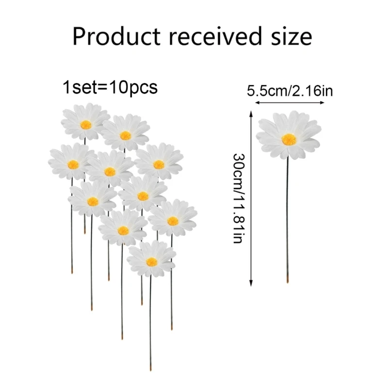 Daisy Flower Stakes 12 Inch Garden Stakes Decoration Yard Lawn Ornaments 20pcs garden art decor
