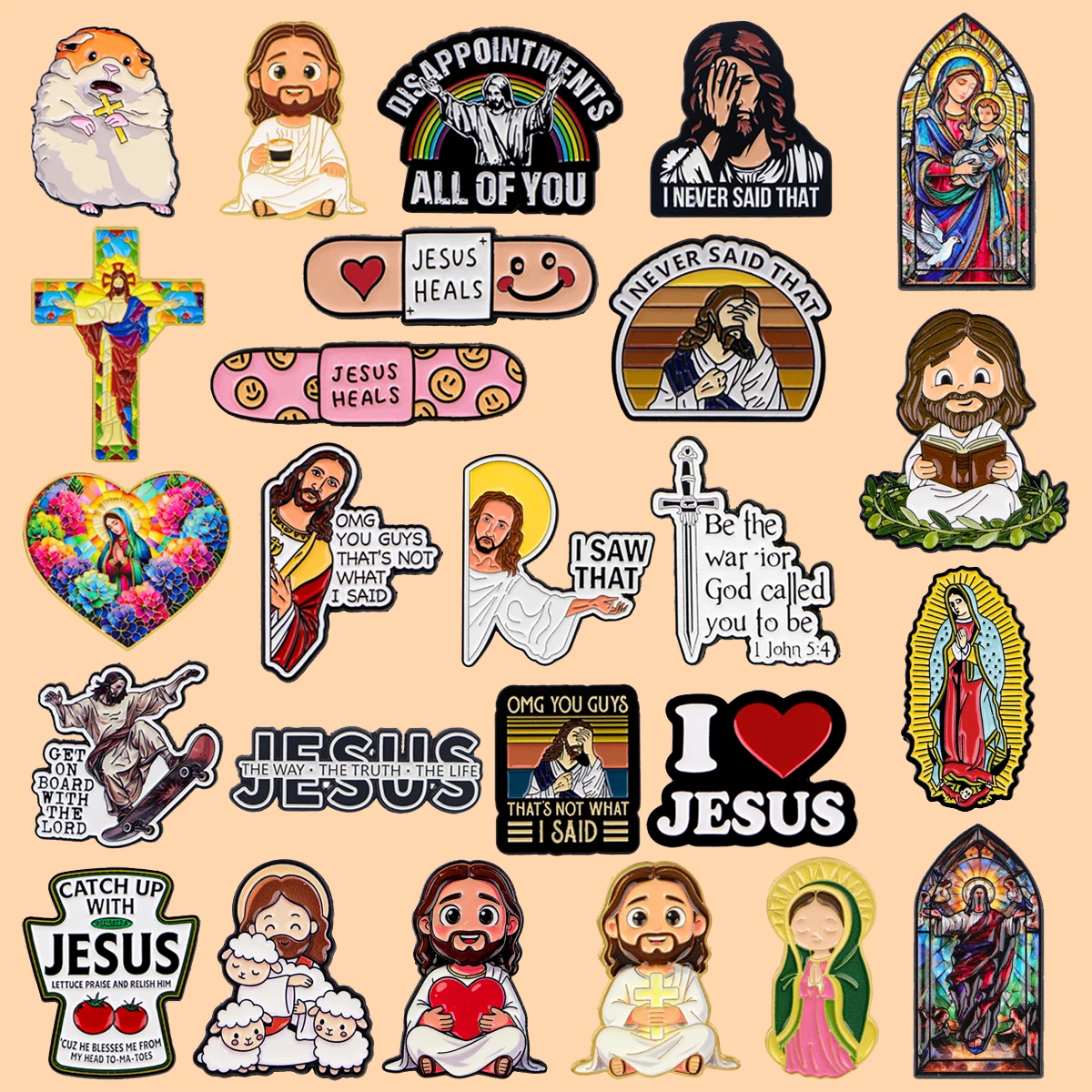 Inspirational 'Jesus Loves You' Enamel Pin - Faith-Driven Custom Brooch for Clothing & Accessories