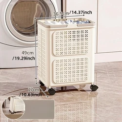Collapsible Wheeled Laundry Basket with Ventilated Design and Carry Handles (Large)