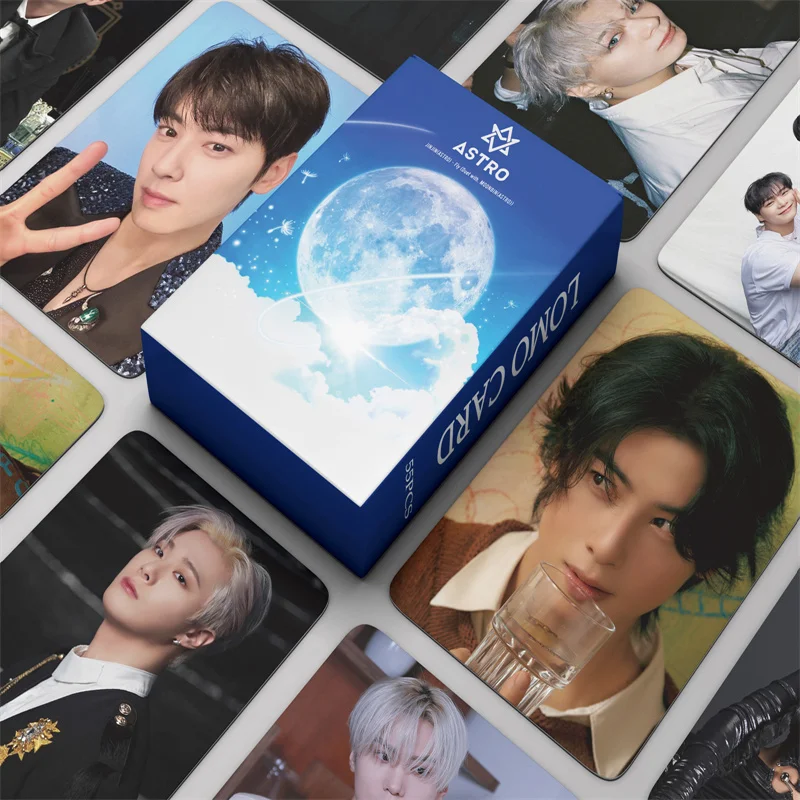 Kpop ASTRO 8th Anniversary Album 55pcs/set MJ JINJIN EUNWOO Collectible Photo Card LOMO Card Rocky Yoon SANHA Postcard Gift lomo cards album cards