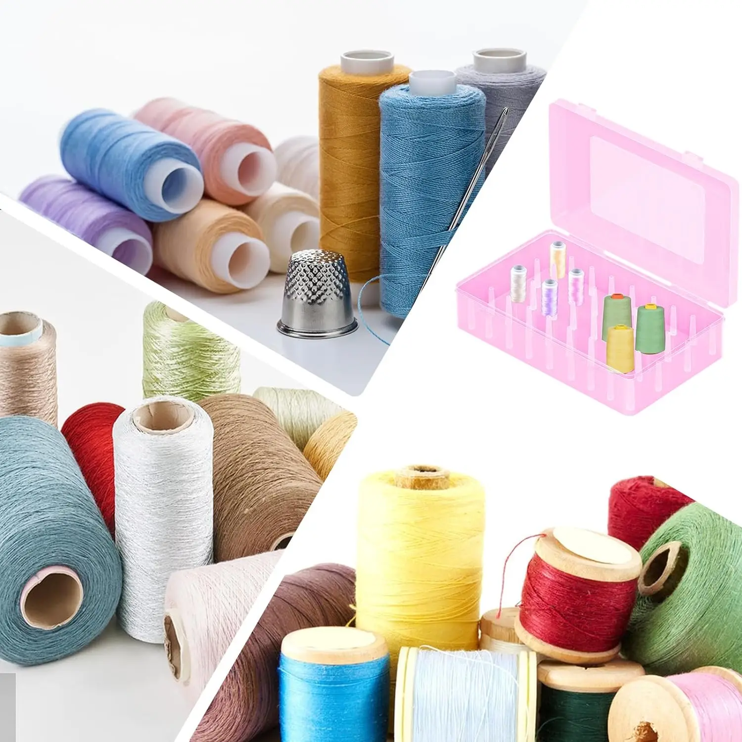 Sewing Storage Box 42 Axis Sewing Threads Storage Box Bobbin Carrying Case Container Holder Transparent Needle Wire Storage Organizer Sewing Reel