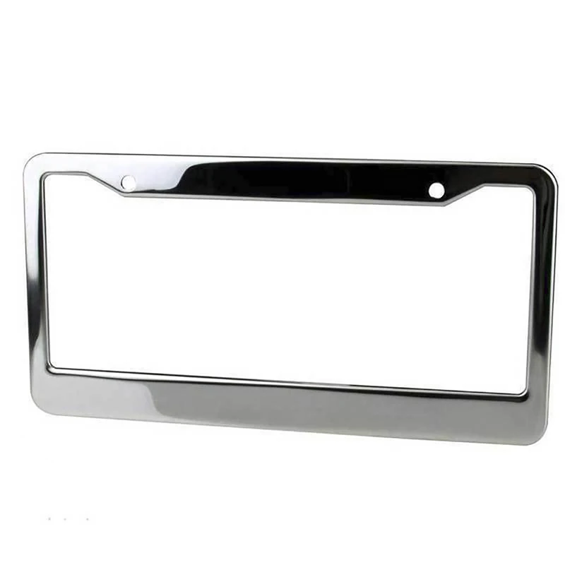 1PCS Chrome Stainless Steel Metal License Plate Frame Tag Cover With Screw Caps