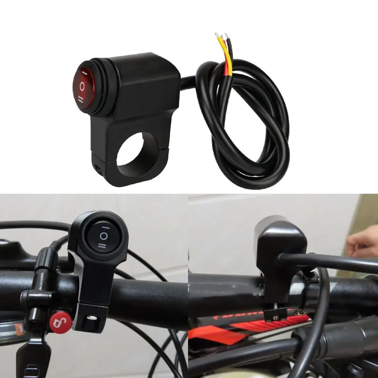 Motorcycle Handlebar Switch 1 PCs 7/8" 22mm ON-OFF-ON Button Waterproof 12V For Motorbike Headlight Brake Fog Lights Accessories