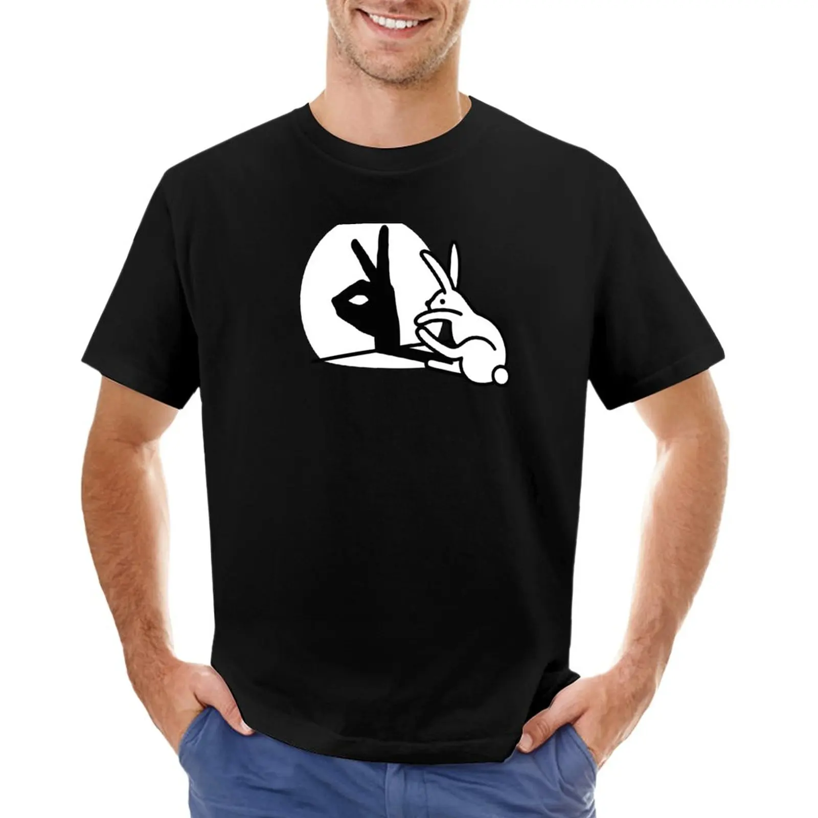 

Funny Rabbit hand shadow puppets humor pop art T-Shirt Blouse custom t shirts design your own big and tall t shirts for men