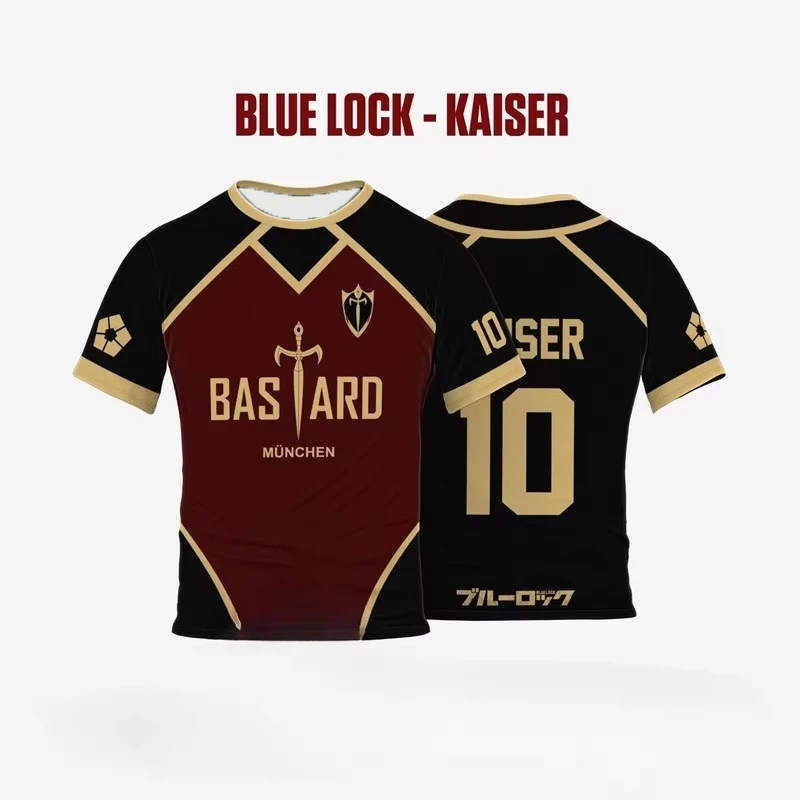 Jersey Futsal Cosplay Football Motif VL Replika Blue Lock Anime Bastard Munchen Men T-shirt Summer Short Sleeve Kids Tee Tops