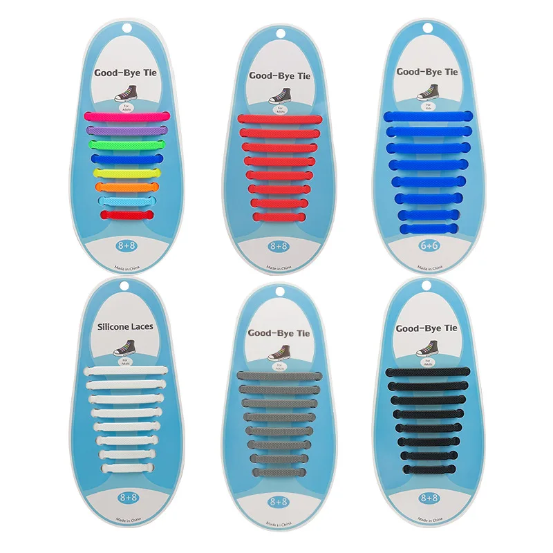 

16Pcs/Set Silicone Elastic Shoelaces Special No Tie Shoelace Lacing Kids Adult Rubber Creative Shoelace Sneakers Quick Shoe Lace