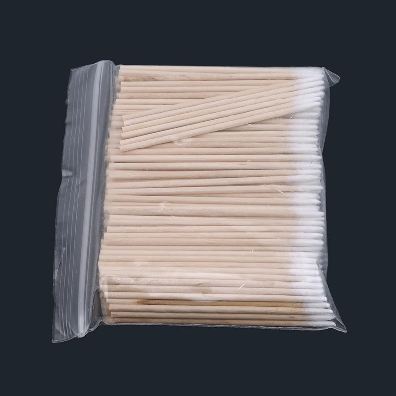 Wooden Tip Cotton Swabs Long 7cm 300/500pcs Wooden Handle Tip Semi Permanent Embroidered