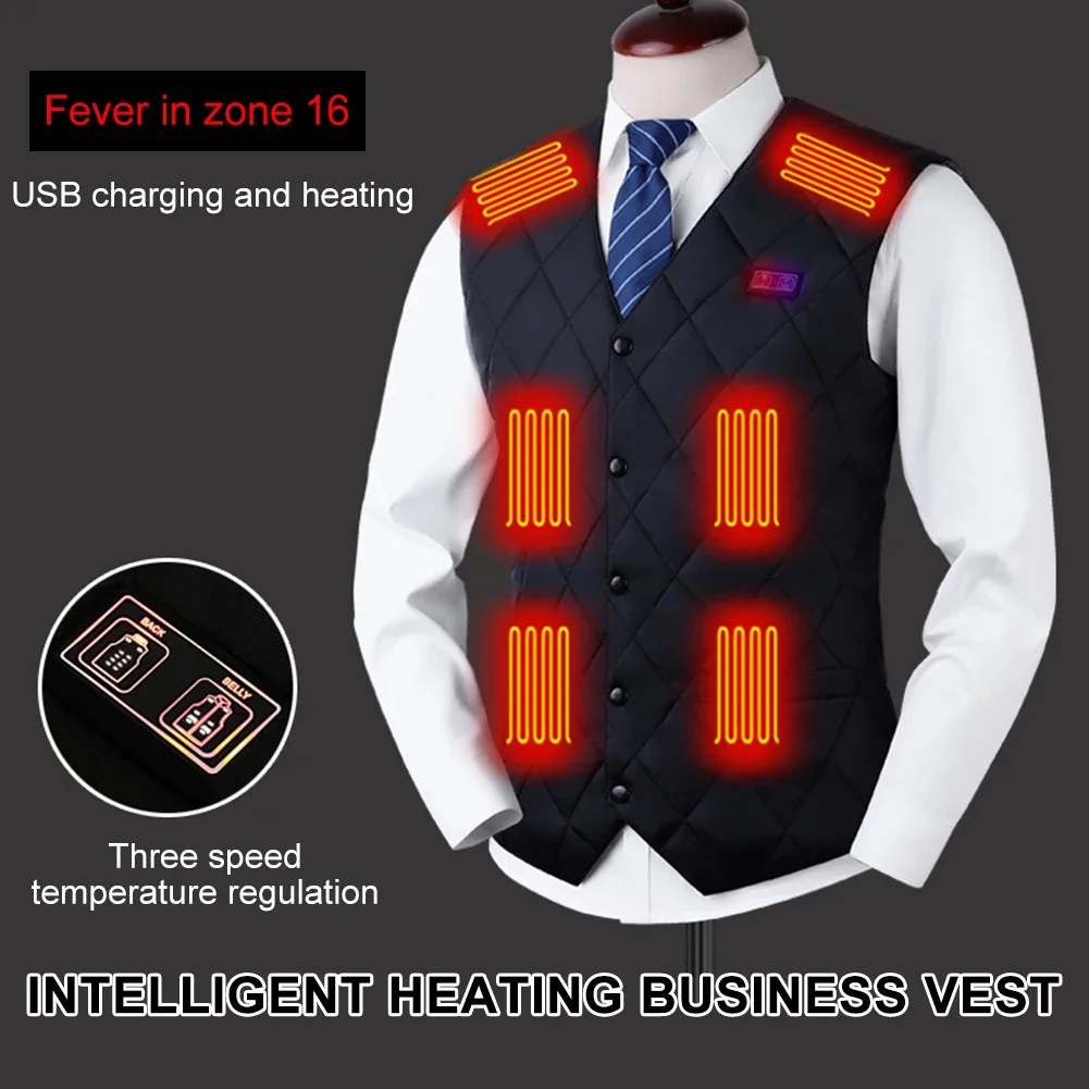 16 Places Zones Thermal Clothing USB Charging Thermal Electric Heating Clothing Women Men Thermal Heated Vest for Camping Hiking
