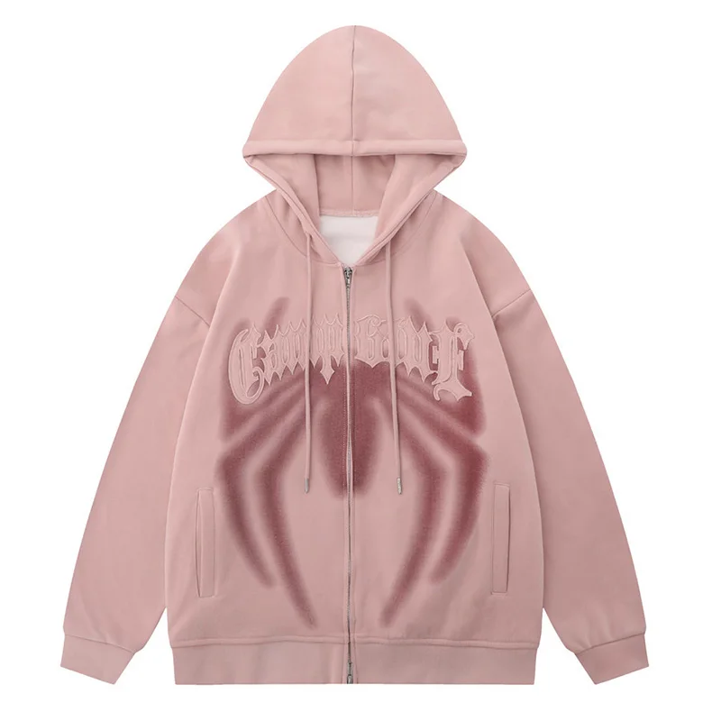 

Spider Printed Hip Hop Harakuju Sweatshirt Men Fashion Streetwear Vintage Hoodies Coats