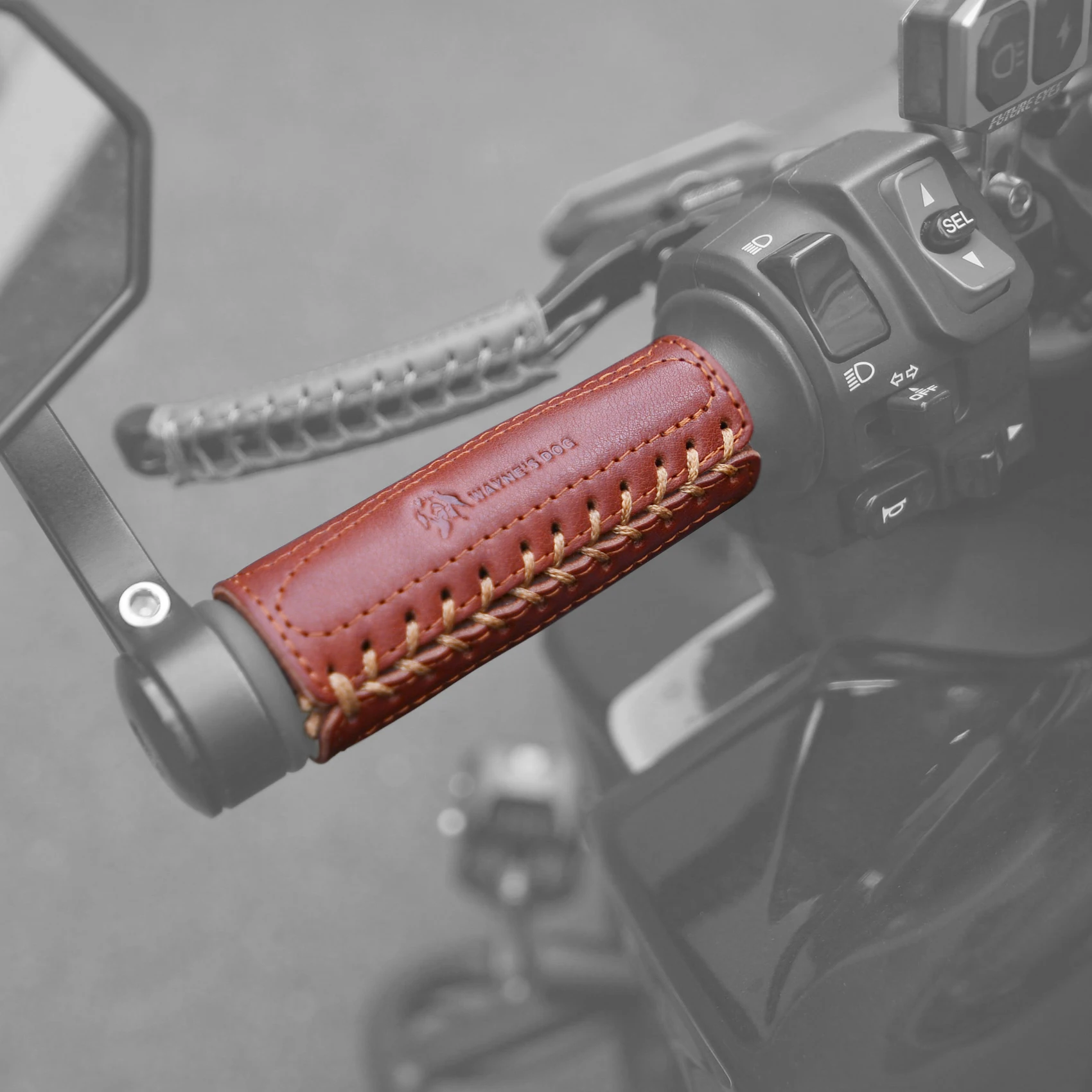 Genuine Cowhide Leather Motorcycle Handlebar Grips Handle Grips Cover Protector Universal