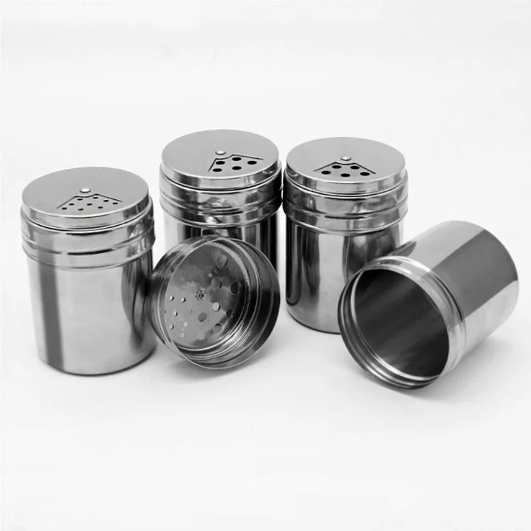 

5PC of Stainless Steel Salt and Pepper with Rotating Lid Sugar Spice Condiments Seasoning Pot Condiment Pot Kitchen High Quality