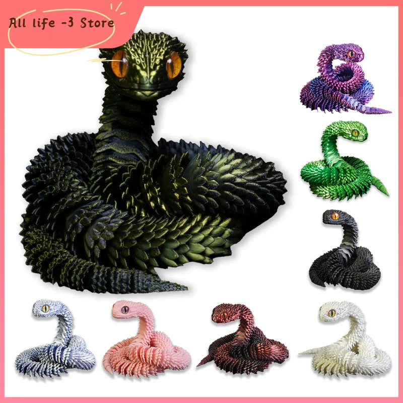 3D Printed Snake Movable Joint Fidget Toy Figurine Simulation Snake Office Desktop Ornament New Year Gifts Crafts Gift fidget toys 3d printed toy simulation snake figurine