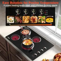 30" Electric Ceramic Cooktop 4 Burner Built-in Stove Top Touch Knob Control 6700W Child Lock 2