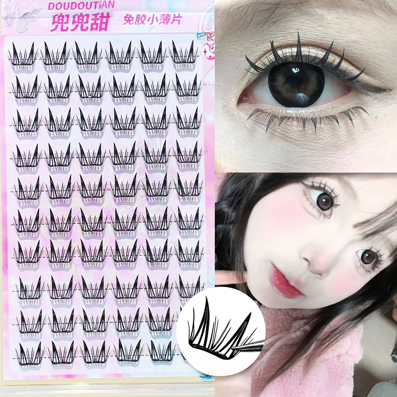 Falsche Wimpern C Curl Natural & Wispy Lash Wisps Manga Selbstklebende Wimpern Perfekt für Mädchen Night Out Eye Makeup Tools – Detail 2