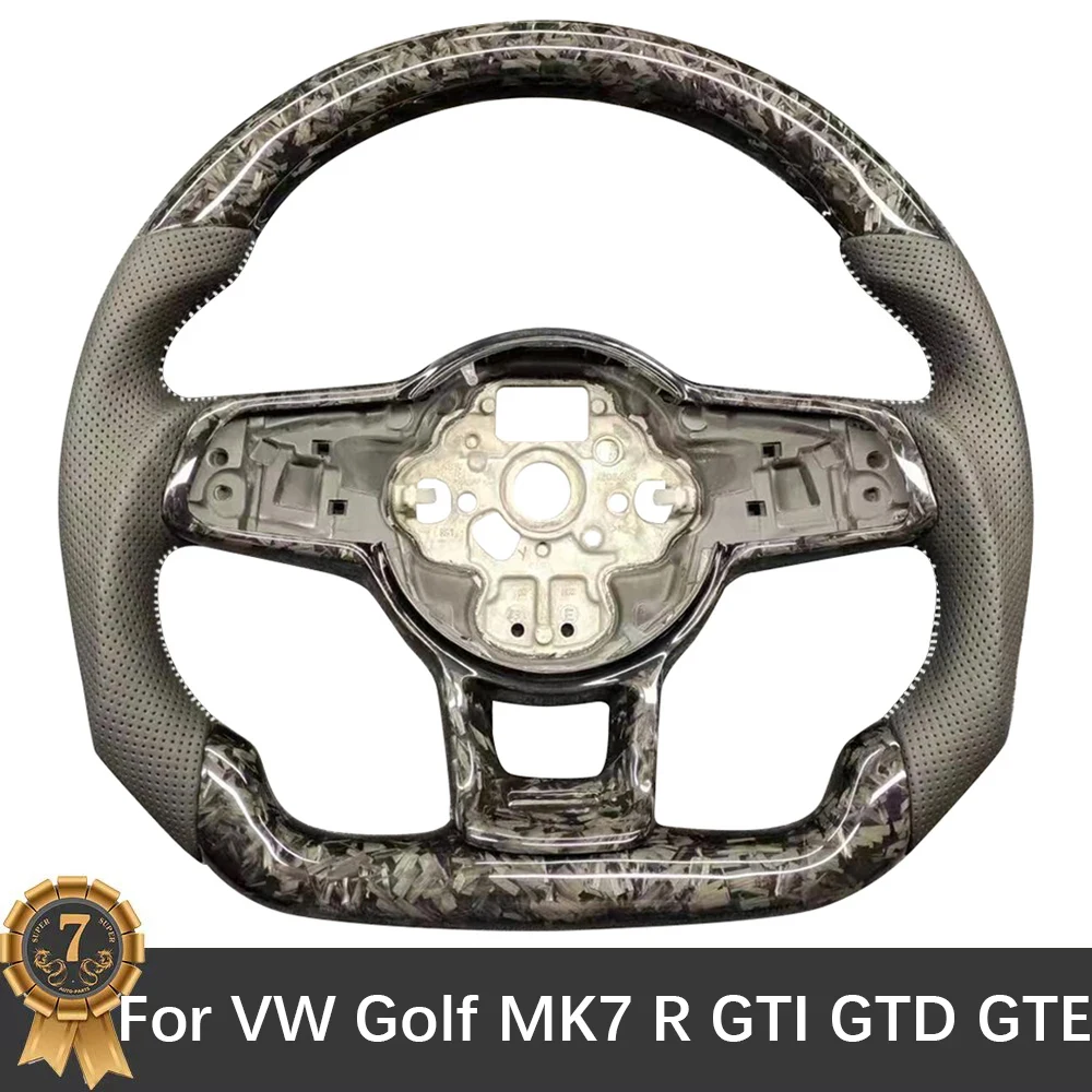 

For VW Golf MK7 R GTI GTD GTE For Scirocco 2015 T-ROC Tiguan Customised White Line Carbon Fiber steering Wheel Base Accessories