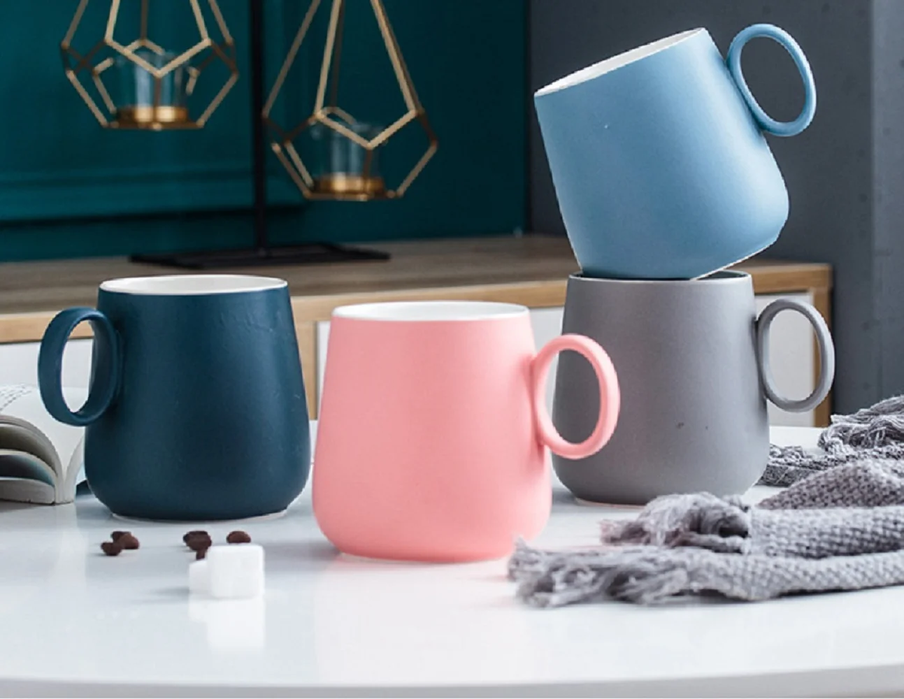 Ceramic Cup Macaron Coffee Cup Simple Coffee Cup Solid Color Cafe