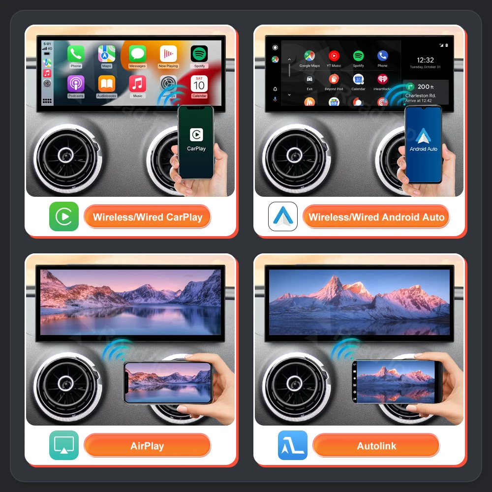 Pantalla táctil Multimedia CarPlay inalámbrica de 12,3 pulgadas para Audi A3 S3 2014-2019 con funciones Android Auto Airplay Autolink 5