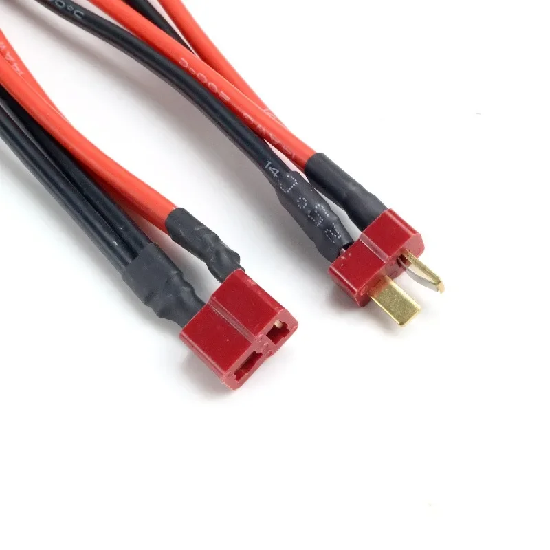 Dual Extension Y Splitter Cable with T Plug Connectors for RC Battery and Motor, 14AWG Silicone Wire