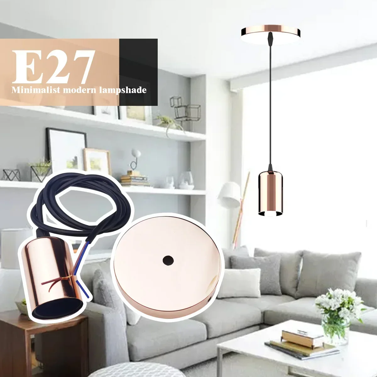 Modern Simple LED Pendant Lamp Bases E27 Socket in Black White Gold 110V-220V Lighting Fixture Home Dining Table Living Room