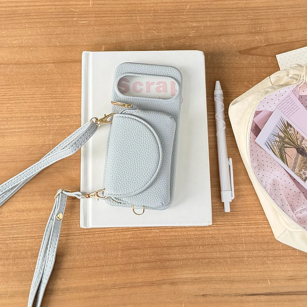 Luxury Crossbody Leather Card Purse Wallet Case with Makeup Mirror Cover