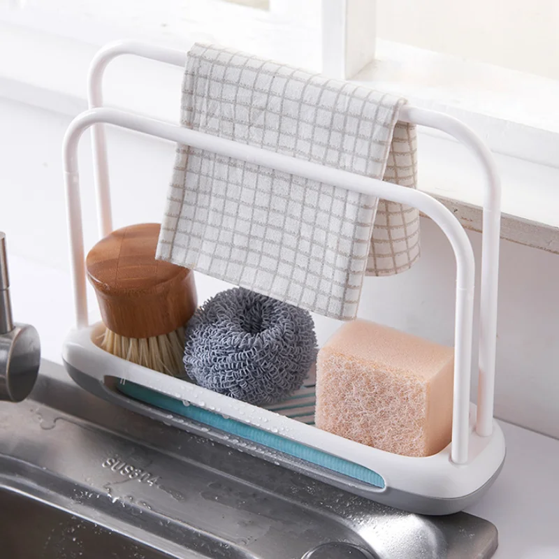 

New Vertical Drain Rack Sponge Rag Storage Shelf Kitchen Towel Cloth Organizer Plastic Drain Rack Kitchen Tools Accessories