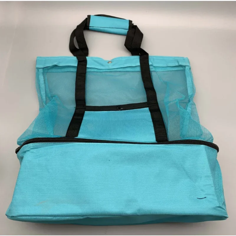 Large Mesh Beach Cooler Bag Outdoor Camping Picnic Bag Storage Drink Food Cooler Tote Thermal Insulation Lunch Box