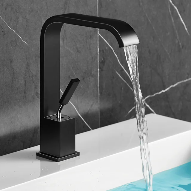 TOLM สีขาวเย็นและร้อนน้ําตกทองเหลืองสีดํา Chrome สีขาวอ่างล้างหน้าก๊อกน้ําก๊อกน้ําดาดฟ้าติดตั้งเดี่ยวน้ําตก TAP 4