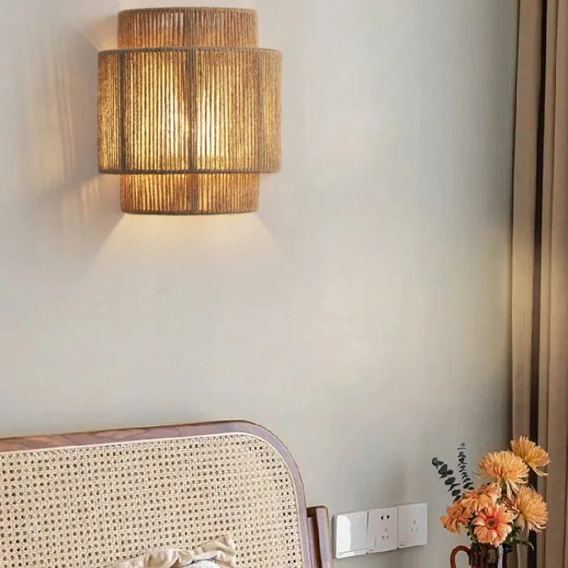 Retro Rattan Wall Lamp 1