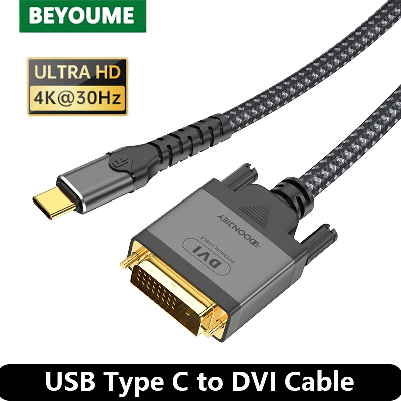 Type C to DVI 24+1 24+5 Converter Cable HD 4K@30Hz USB C DVI Adapter Cable 2M For Thunderbolt MacBook Pro LCD Projector Monitor usb c cable