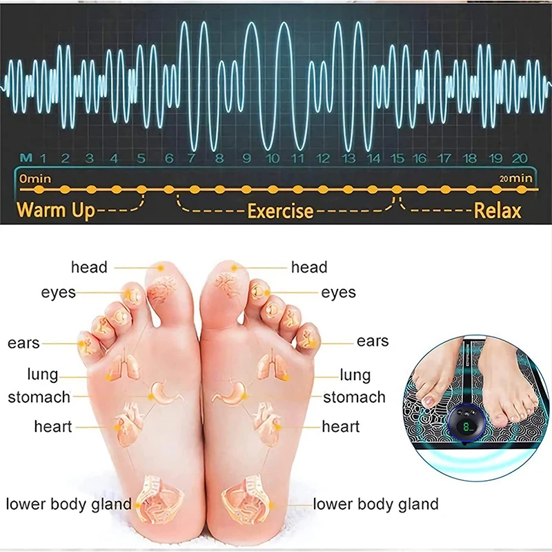 Ems Foot Massager Mat Electric Tens Feet Massager Pad Tappetino Da Massaggio Pieghevole Stimolazione Muscolare Fisioterapia Fisioterapia Fisica Salud